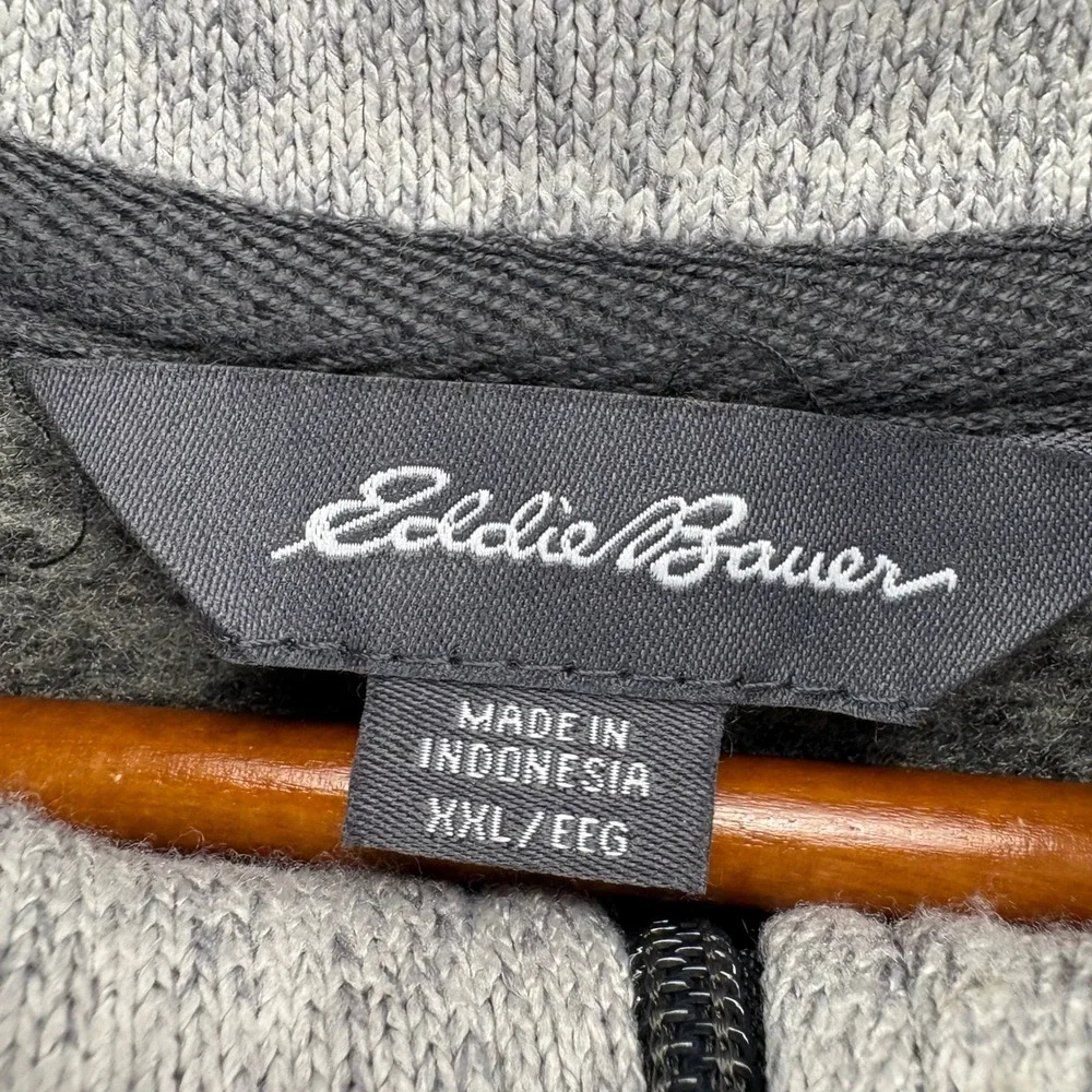 Eddie Bauer Mens 1/4 Zip Pullover XXL Gray‎ Heather Long Sleeve Sweater